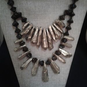 Gold Dipped  Quartz Bib Necklace